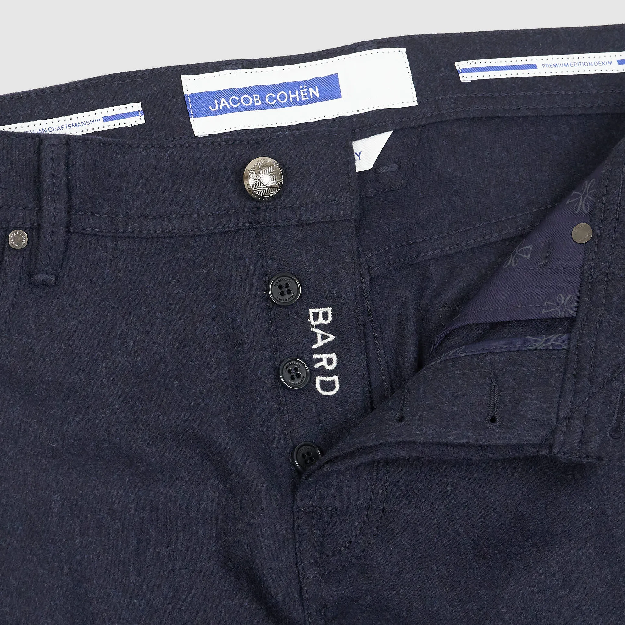 Jacob Cohen 5 Pocket Slim Fit Wool Blend Jeans