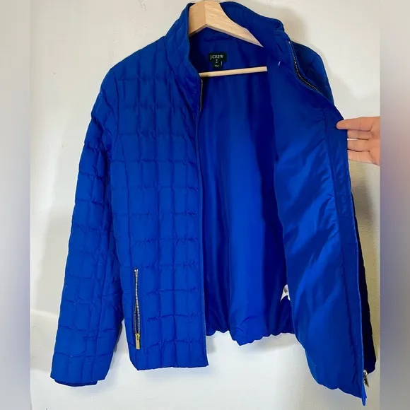 J.Crew Goose Down Quilted Puffer Jacket In Beautiful Royal BlueSize Medium