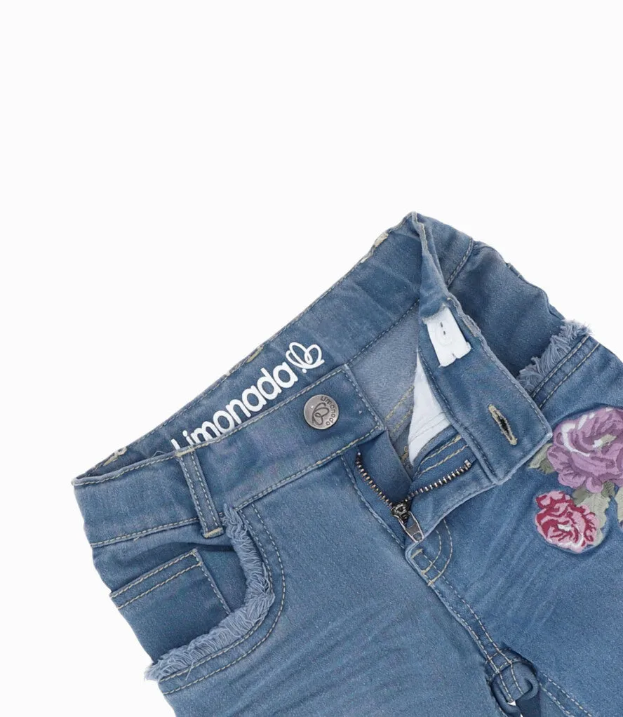 Jeans Bebé Acampanados Con Bordado
