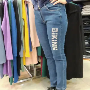 Jeans Strech diamonds logo high waist