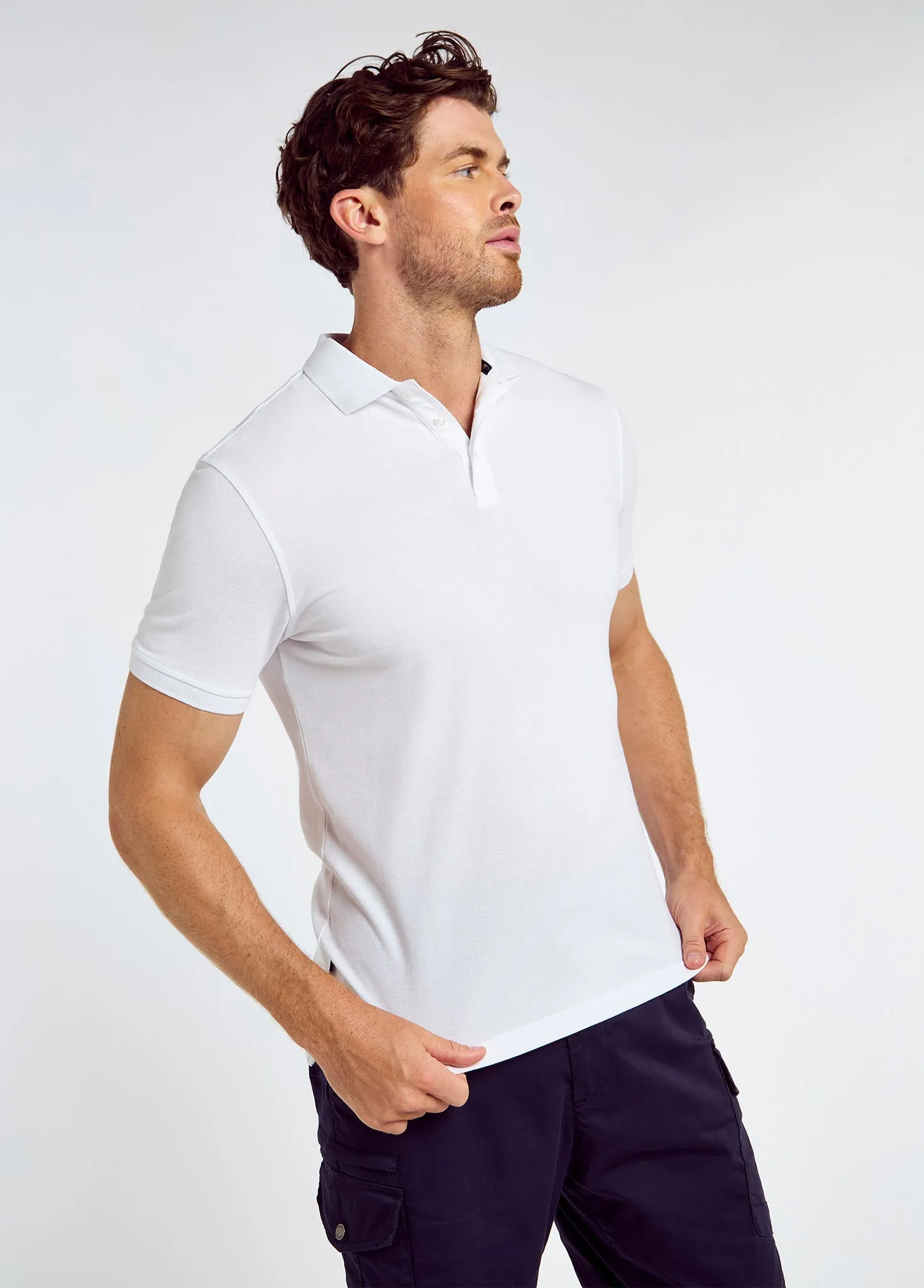 Jennings Men’s cotton pique polo- White