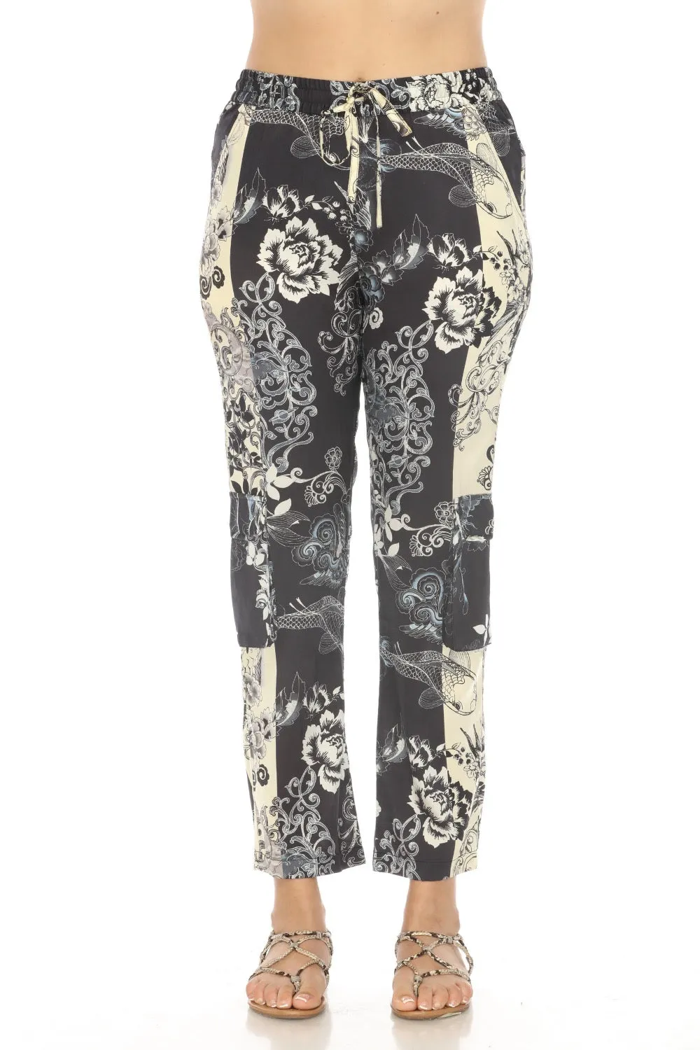 Johnny Was Olivia Kelly Floral Silk Cargo Pants C63123AE Boho Chic