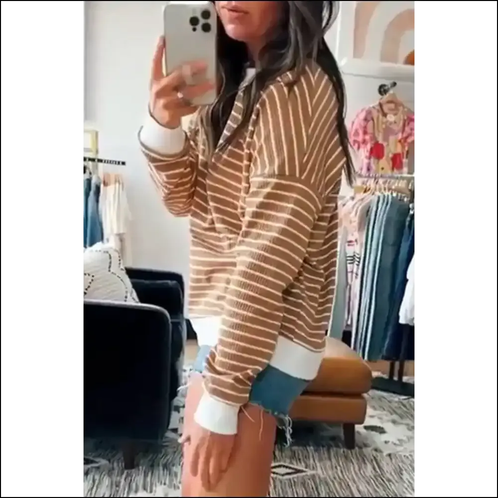 Khaki Striped Long Sleeve: so Chic, It's Criminal (needful Things) 😜
