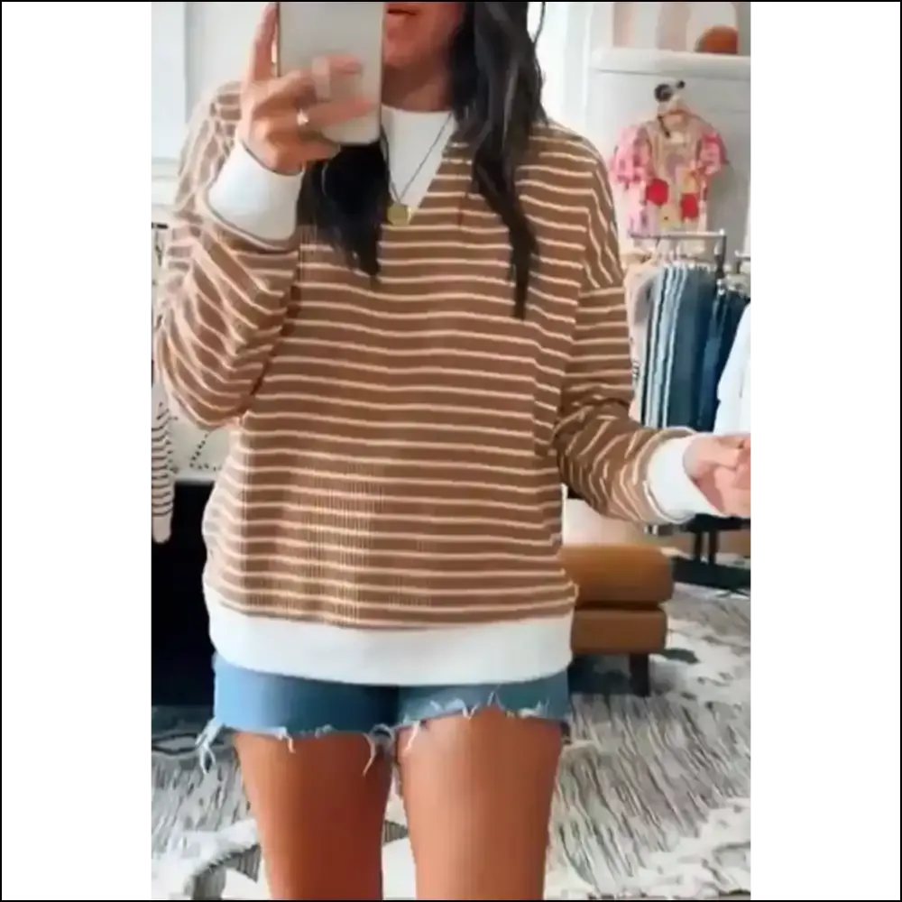 Khaki Striped Long Sleeve: so Chic, It's Criminal (needful Things) 😜