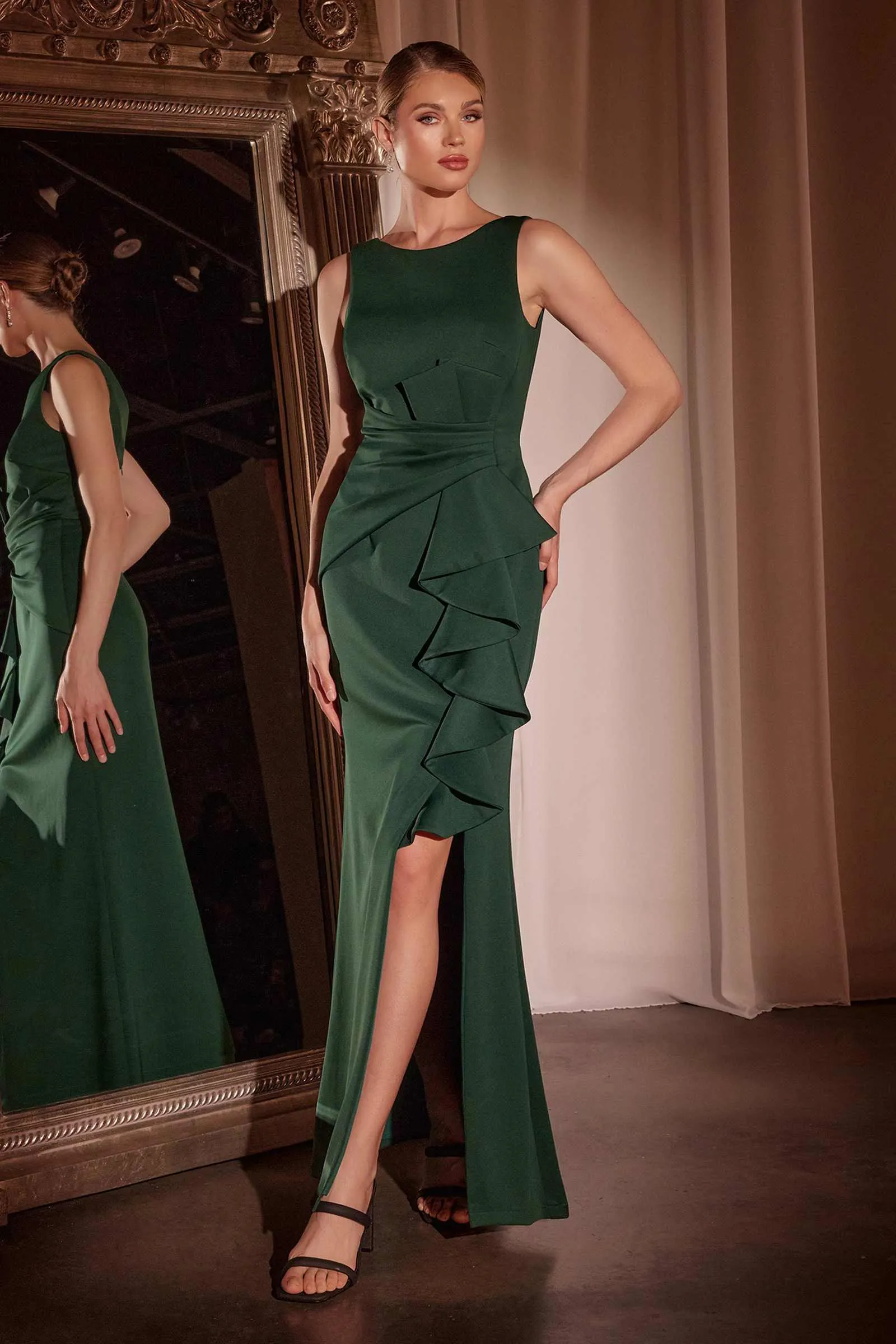 Ladivine CH377 Long Fitted Neoprene Dress