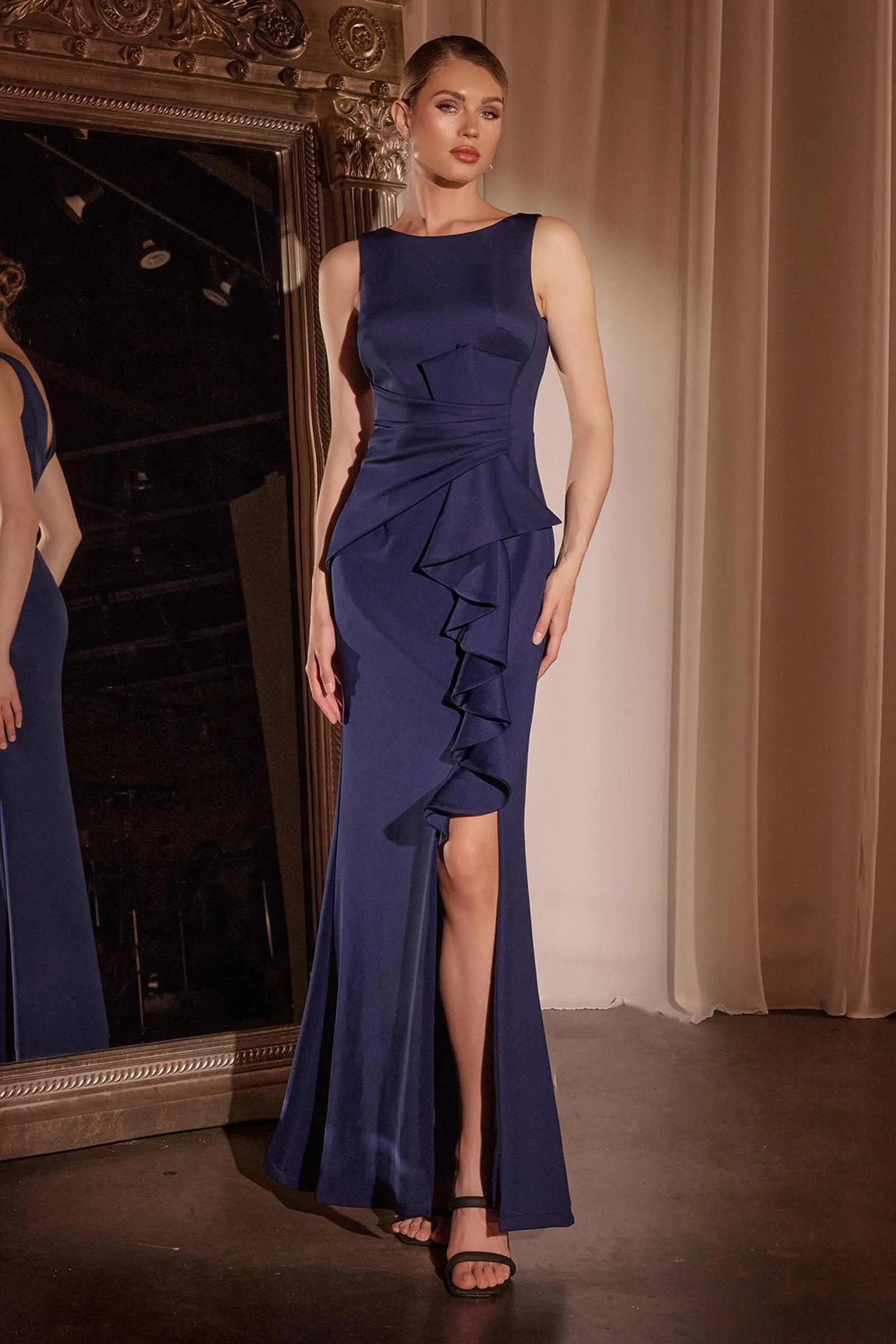 Ladivine CH377 Long Fitted Neoprene Dress