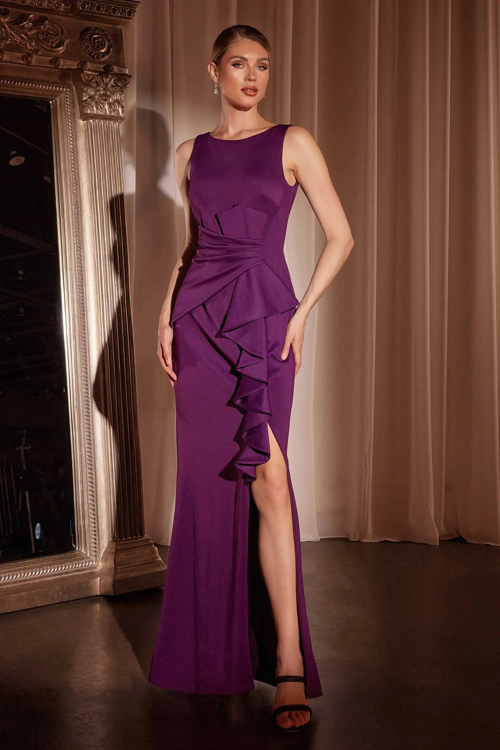 Ladivine CH377 Long Fitted Neoprene Dress