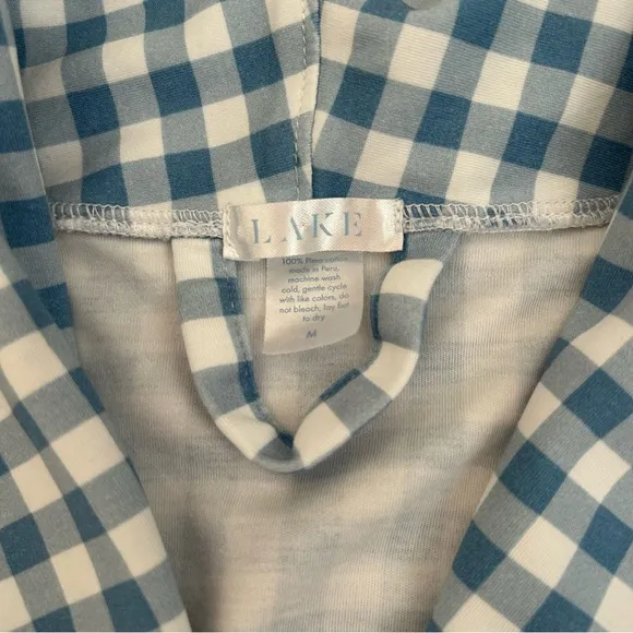 LAKE Pima Cotton Robe Blue/White Gingham