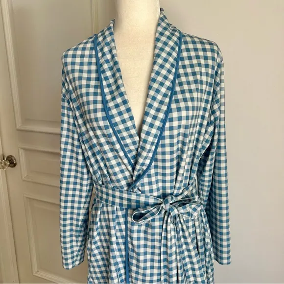 LAKE Pima Cotton Robe Blue/White Gingham