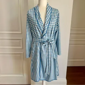 LAKE Pima Cotton Robe Blue/White Gingham