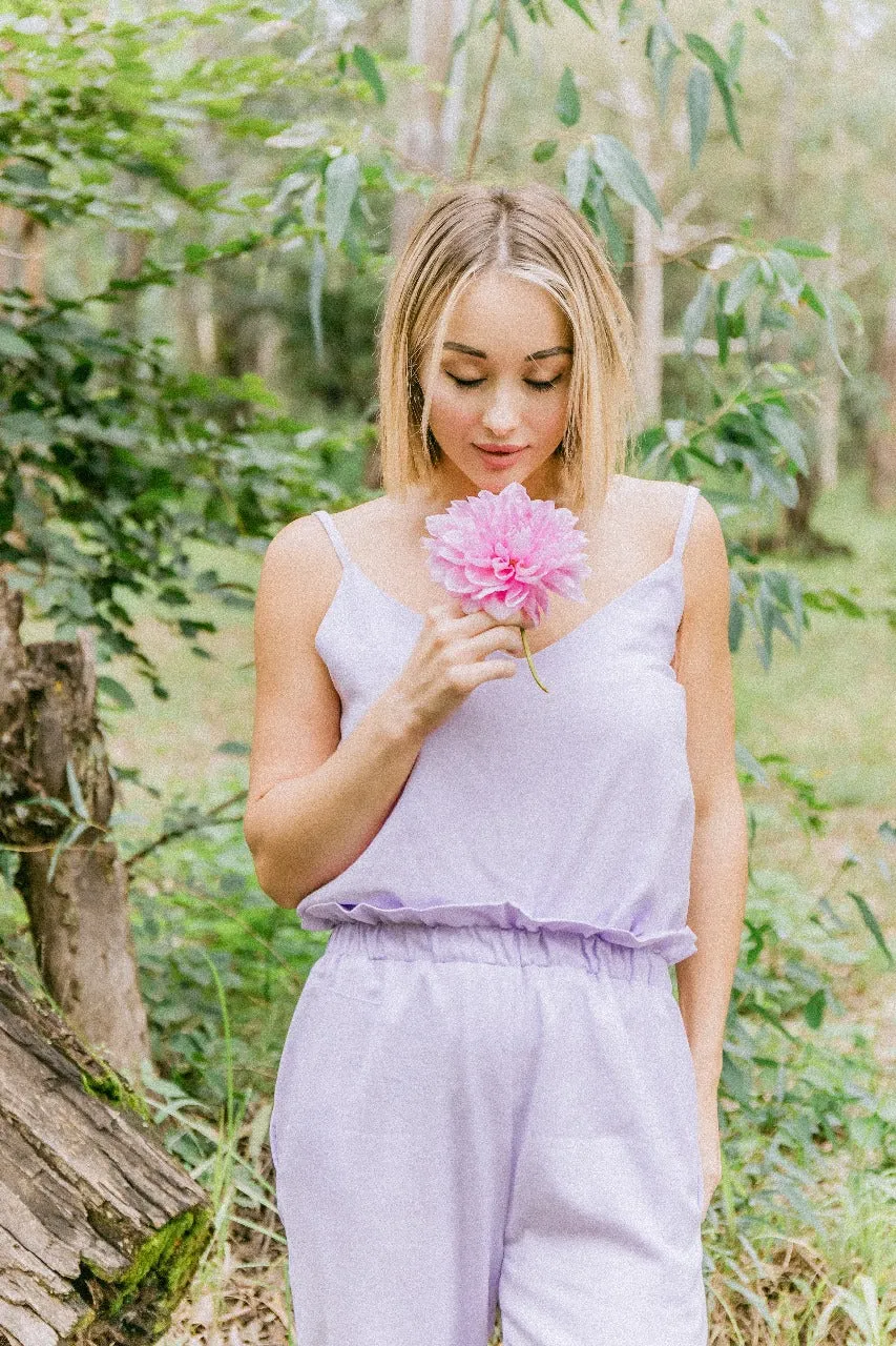 Lavender Dawn or white Linen Strappy Top