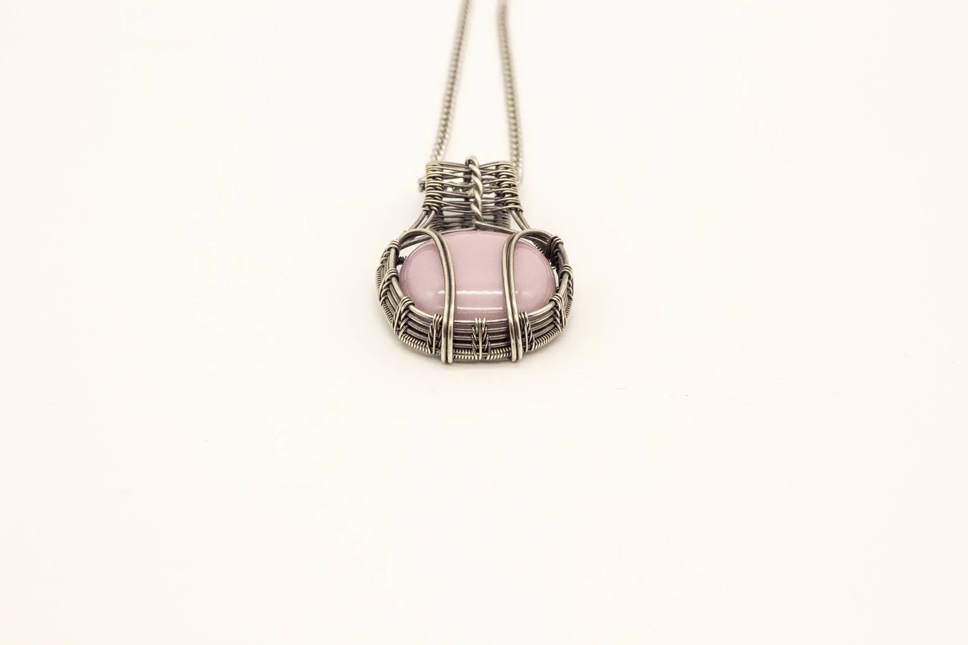 Lavender Fused Glass Pendant with Sterling Silver Wire Wrapping