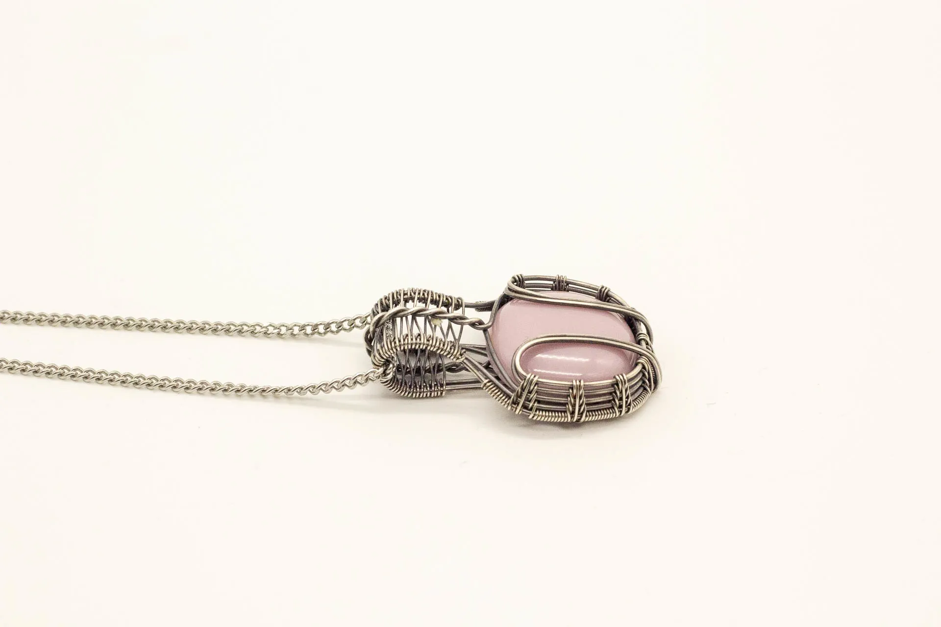 Lavender Fused Glass Pendant with Sterling Silver Wire Wrapping