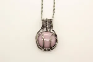 Lavender Fused Glass Pendant with Sterling Silver Wire Wrapping