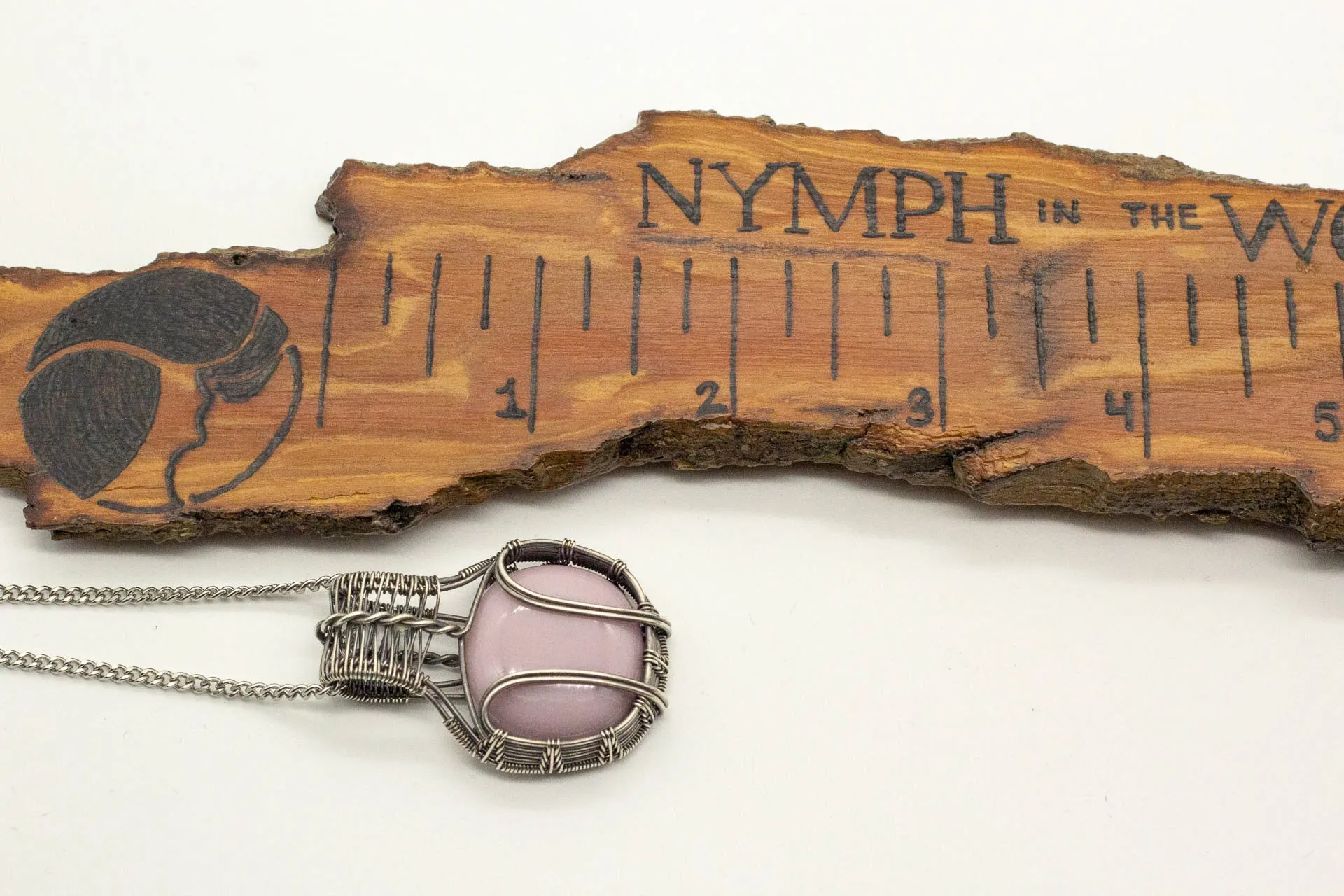 Lavender Fused Glass Pendant with Sterling Silver Wire Wrapping