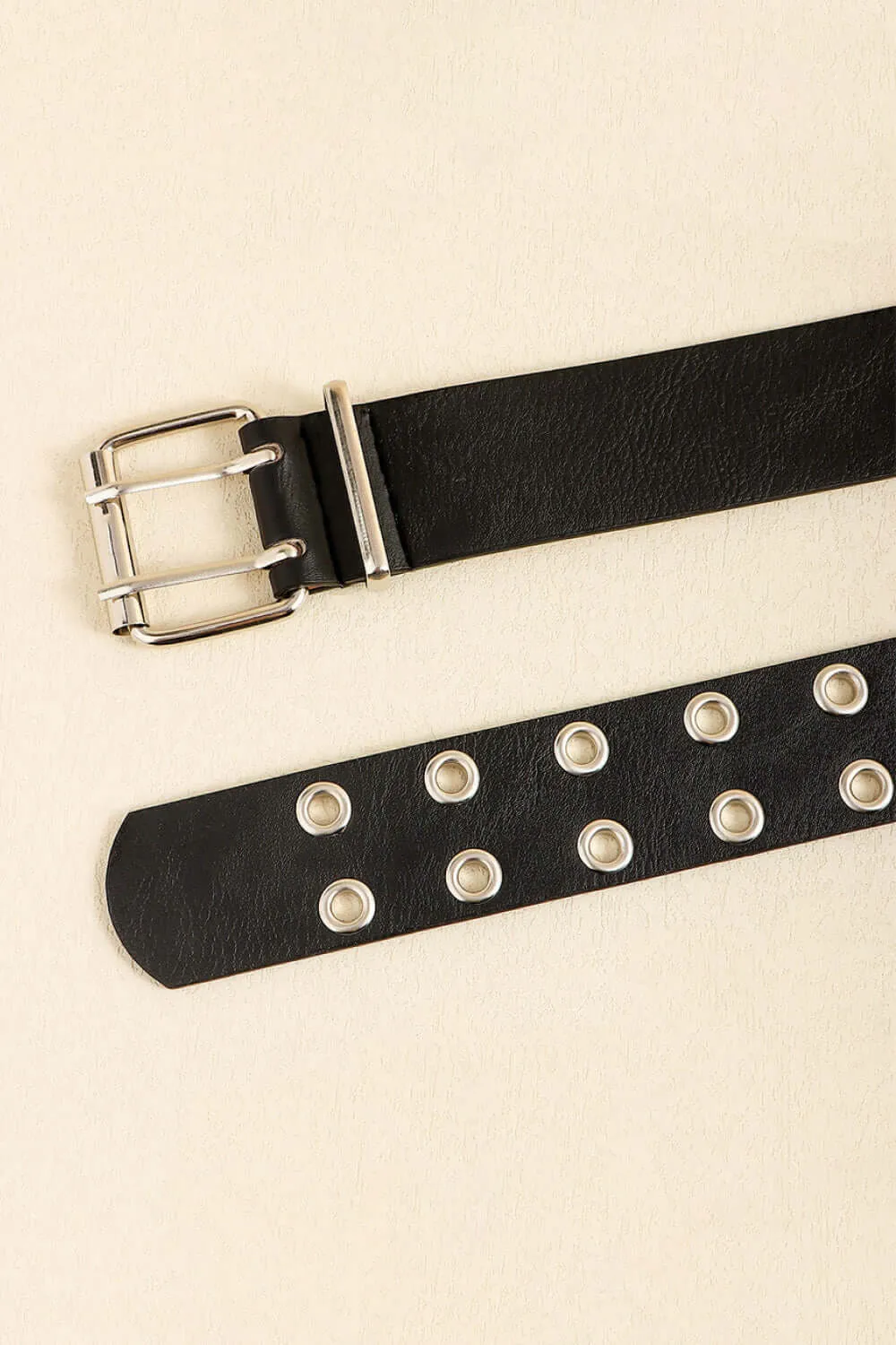 Leather Two Row Eyelet Belt – Edgy Double Grommet Punk