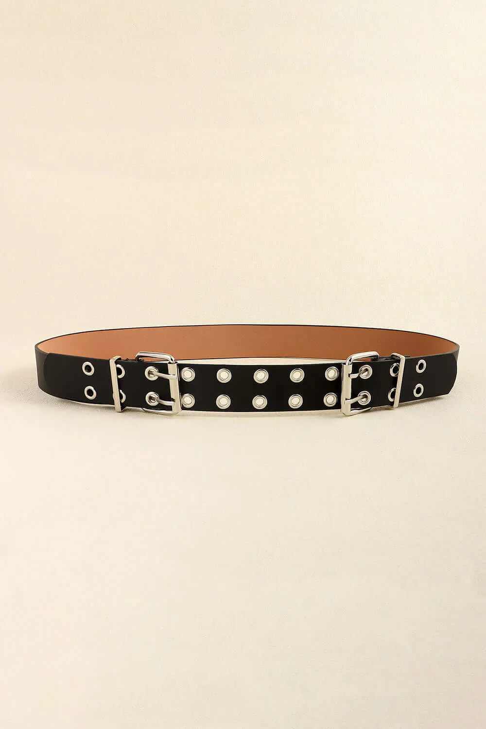 Leather Two Row Eyelet Belt – Edgy Double Grommet Punk