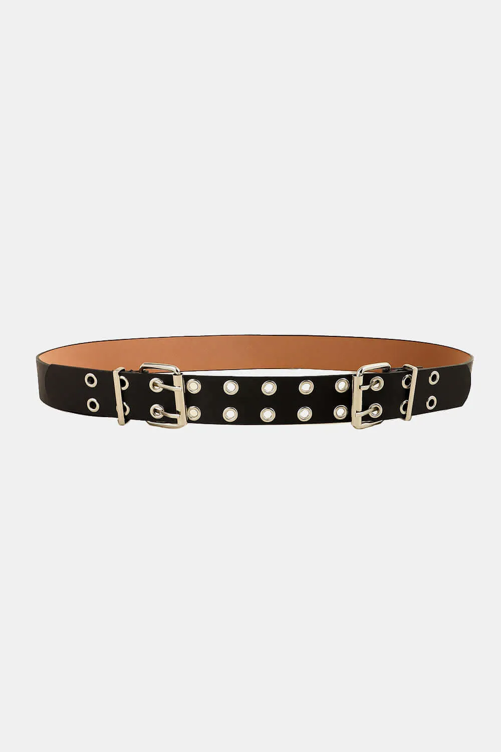 Leather Two Row Eyelet Belt – Edgy Double Grommet Punk