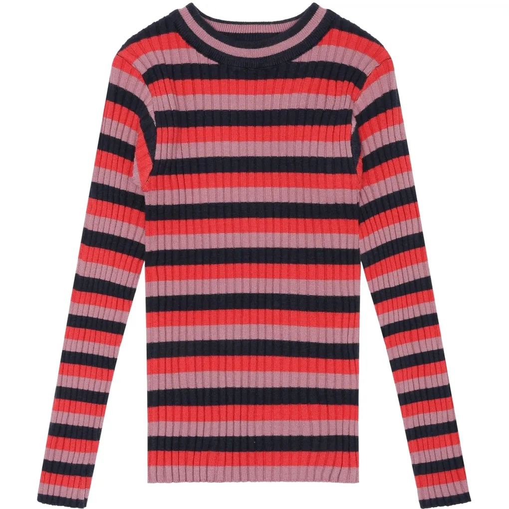 Lia Long-sleeved Knit Pullover - Multi stripe