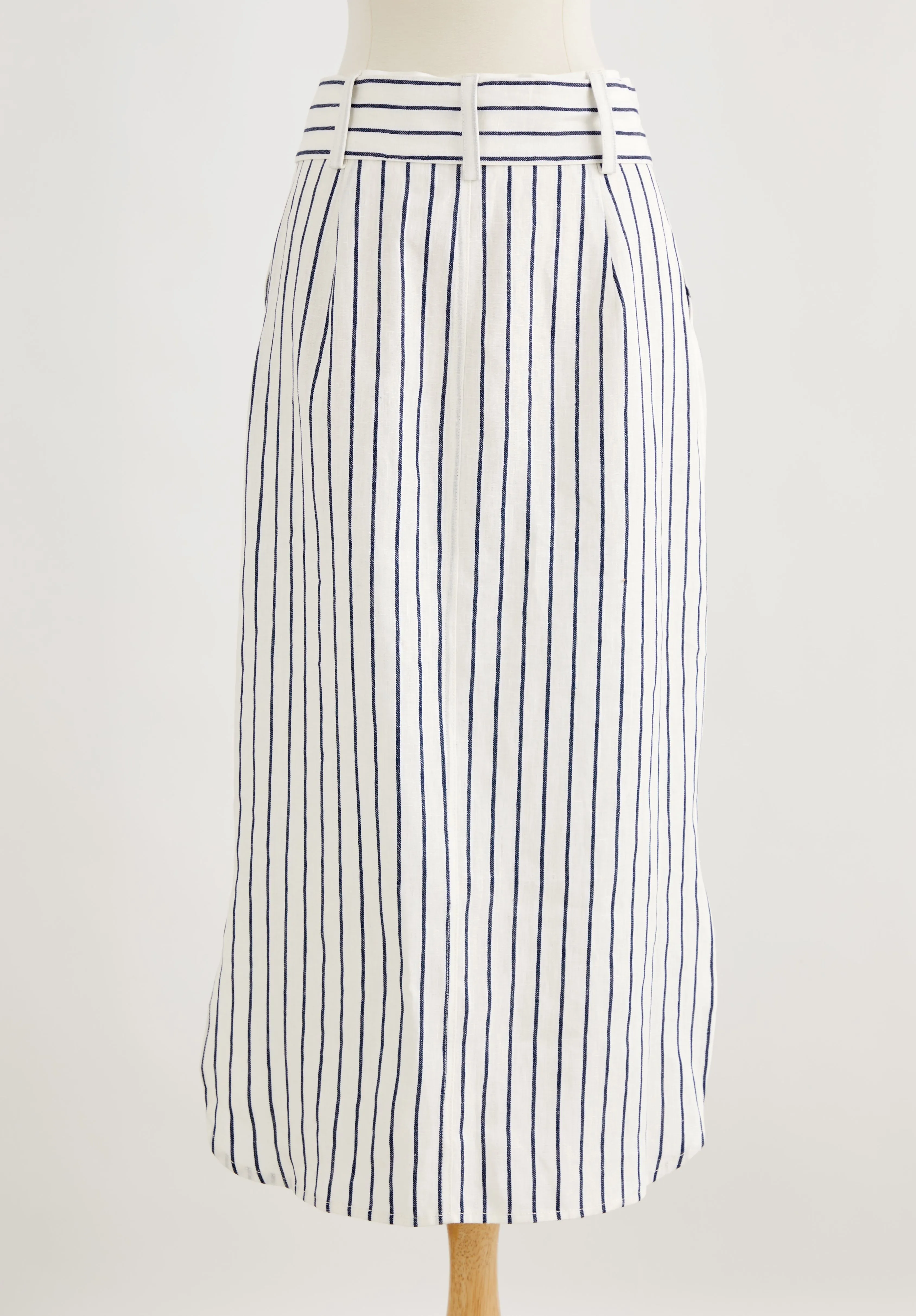 Linen Button Front Skirt