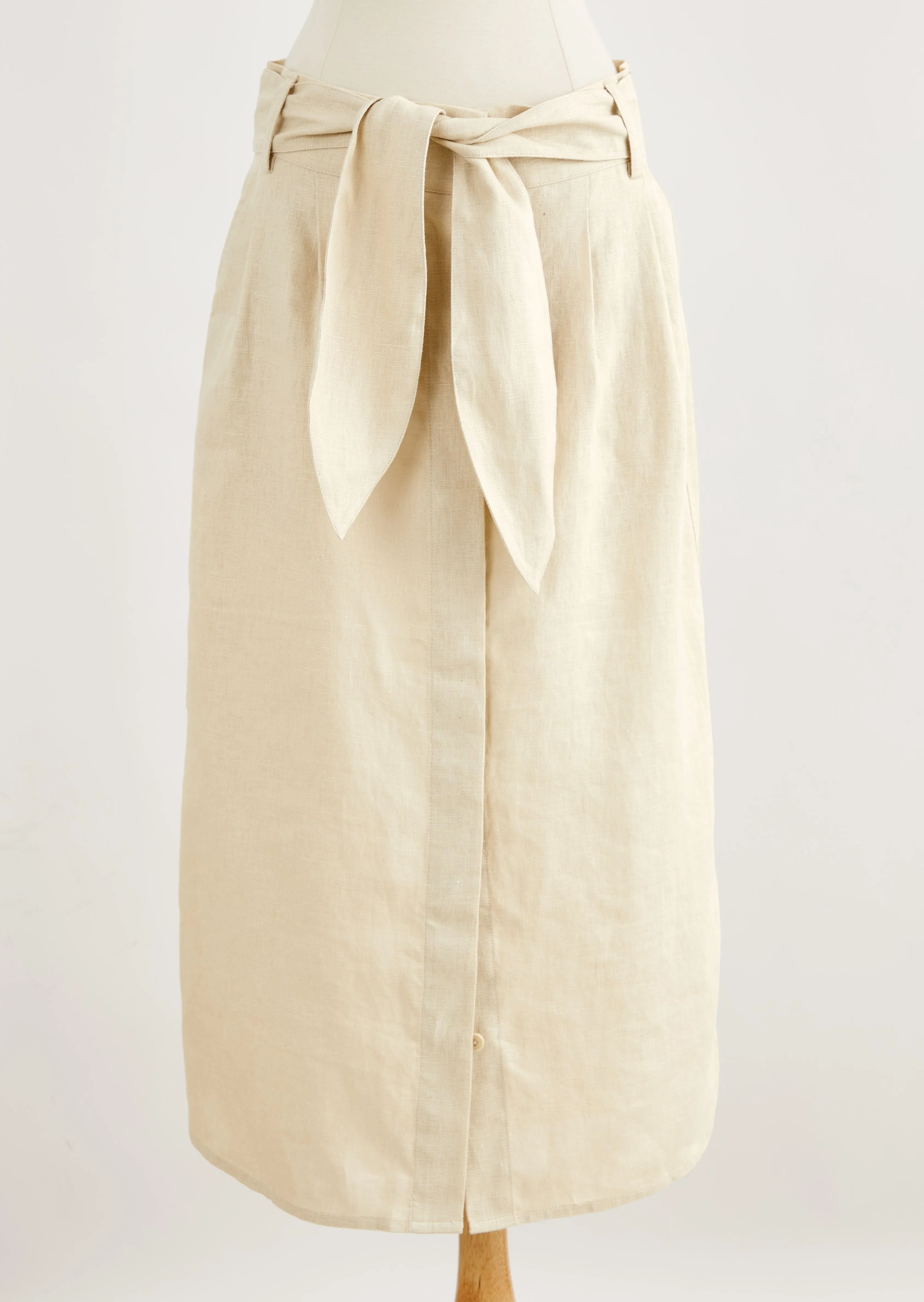 Linen Button Front Skirt