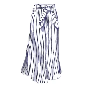 Linen Button Front Skirt