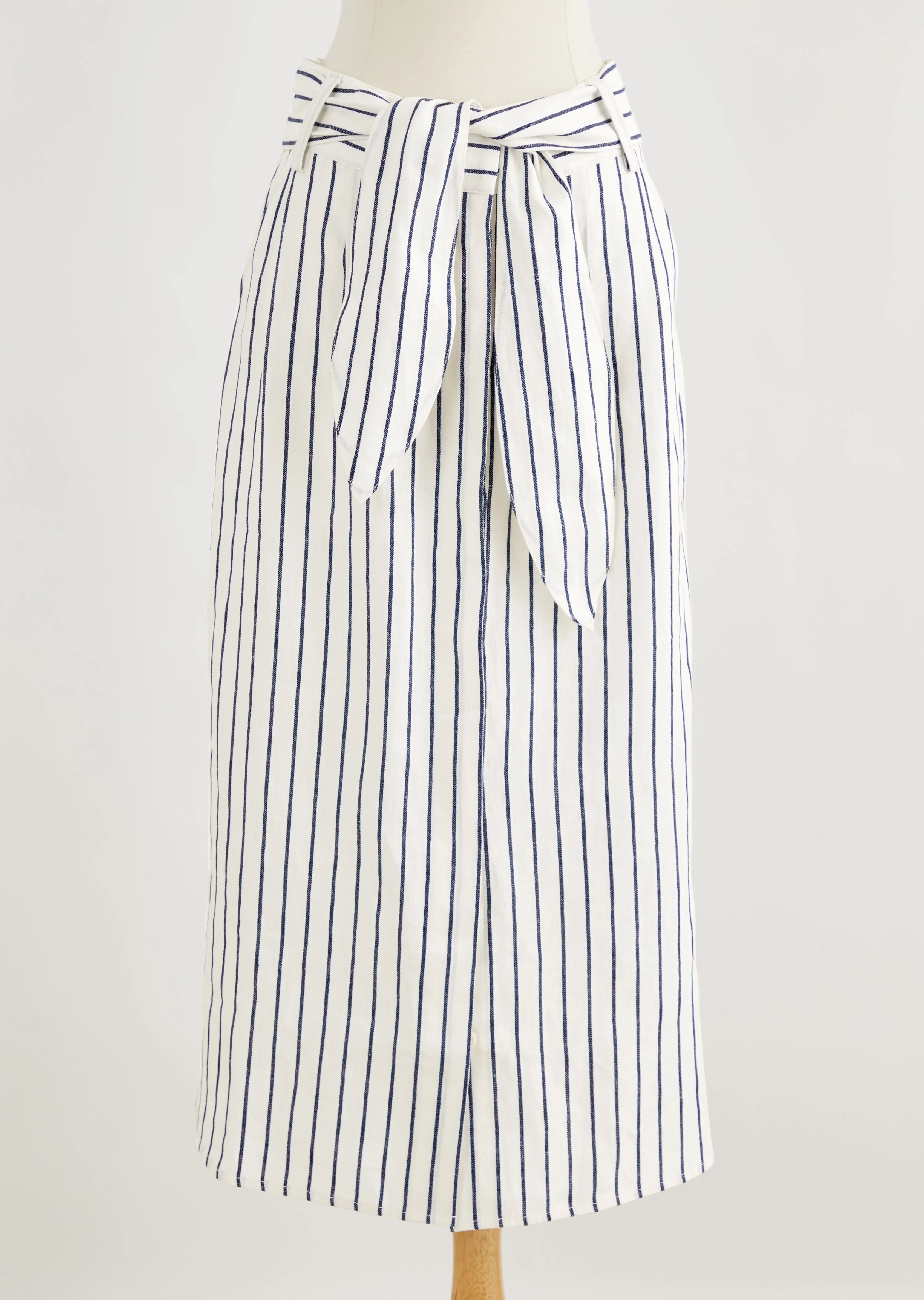 Linen Button Front Skirt