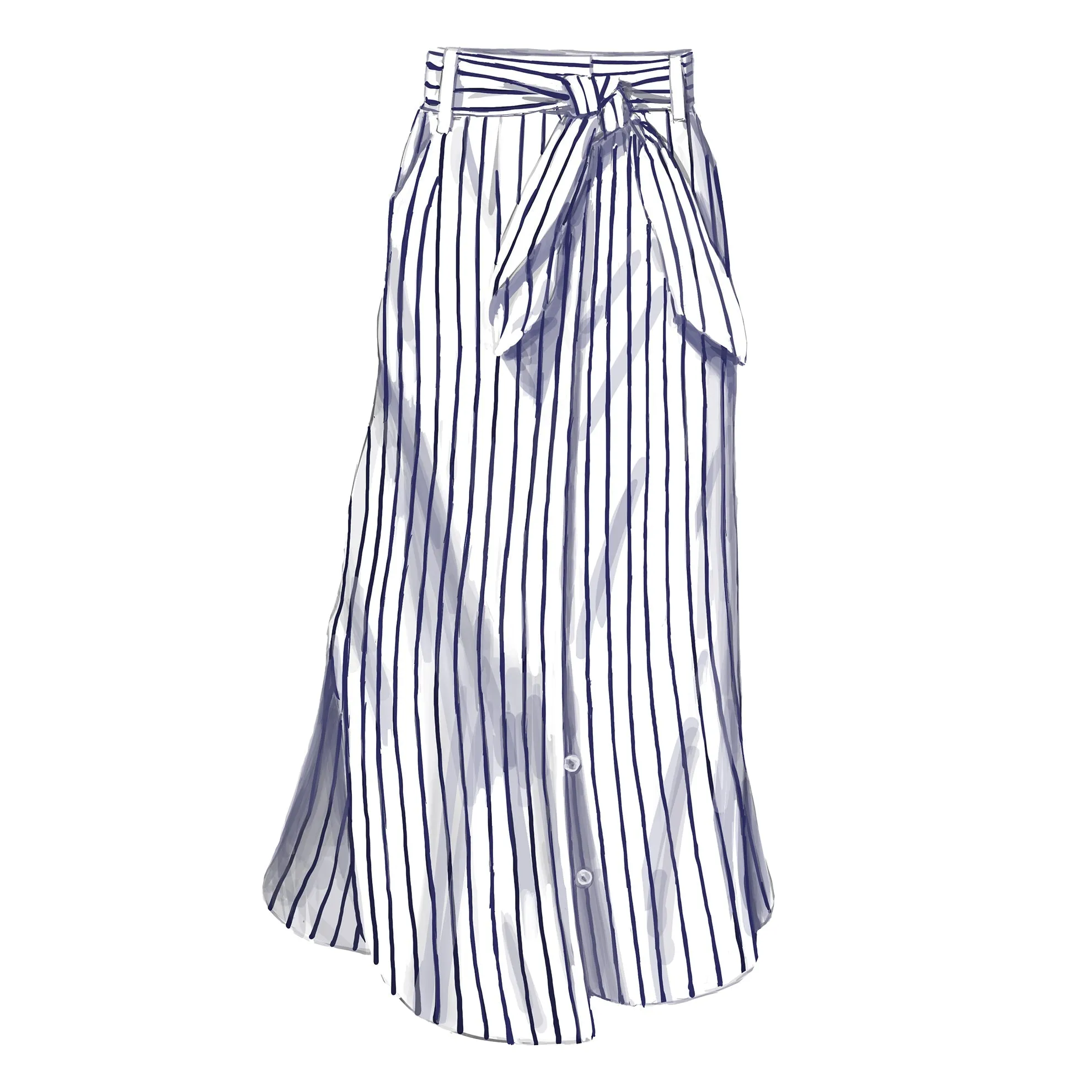 Linen Button Front Skirt