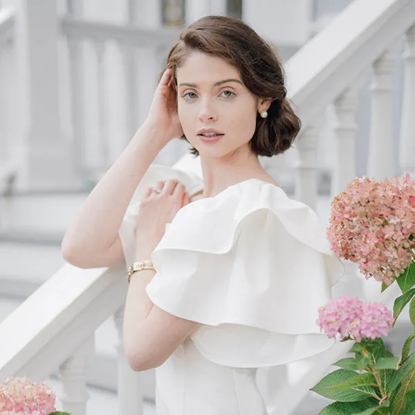 Lisa Short Sleeve White Bridal Shower Courthouse And Civil Wedding Dress