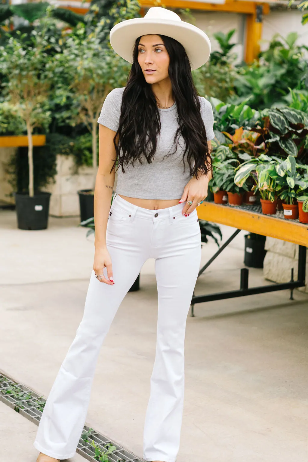 Little White Lie Flared Jeans by Kancan
