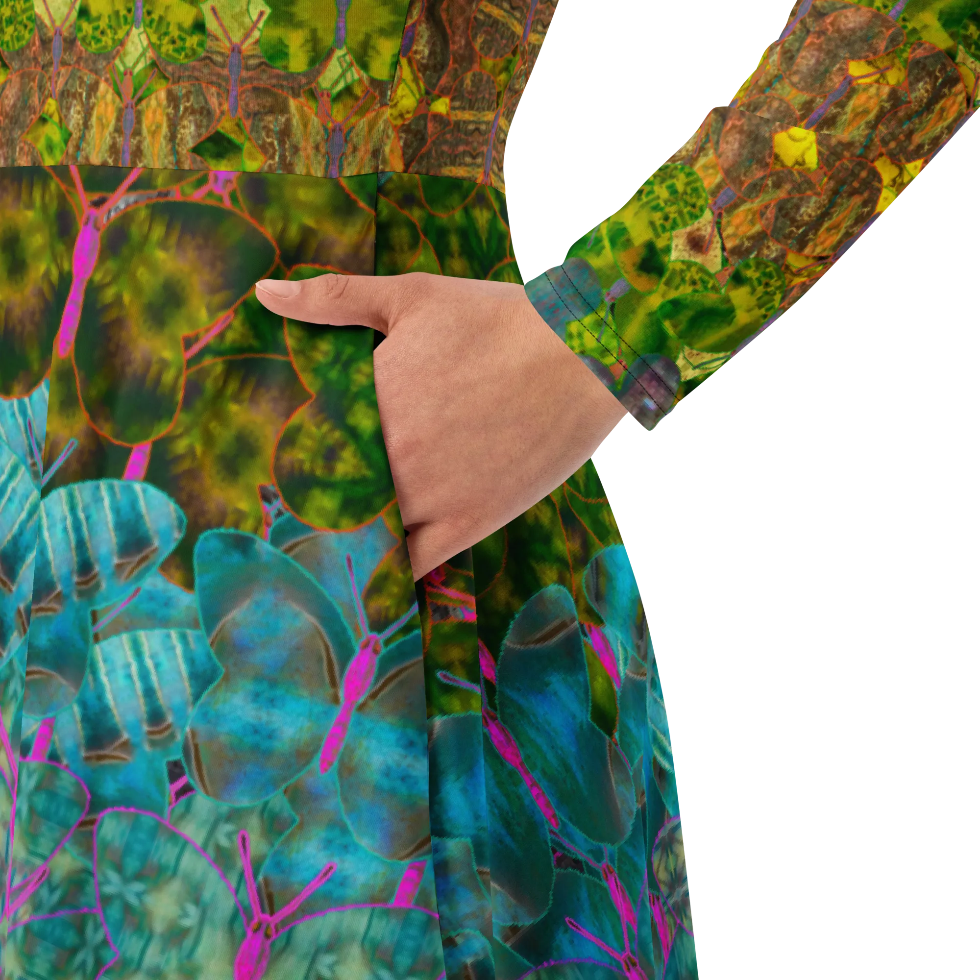 Long Sleeve Midi Dress (Her/Muliebris)(Butterfly Glade Tree Link Pride Stripes) RJSTHS2022 RJS