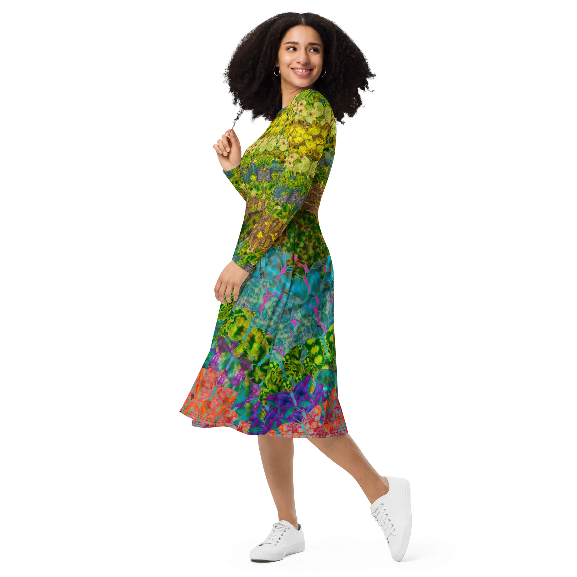 Long Sleeve Midi Dress (Her/Muliebris)(Butterfly Glade Tree Link Pride Stripes) RJSTHS2022 RJS