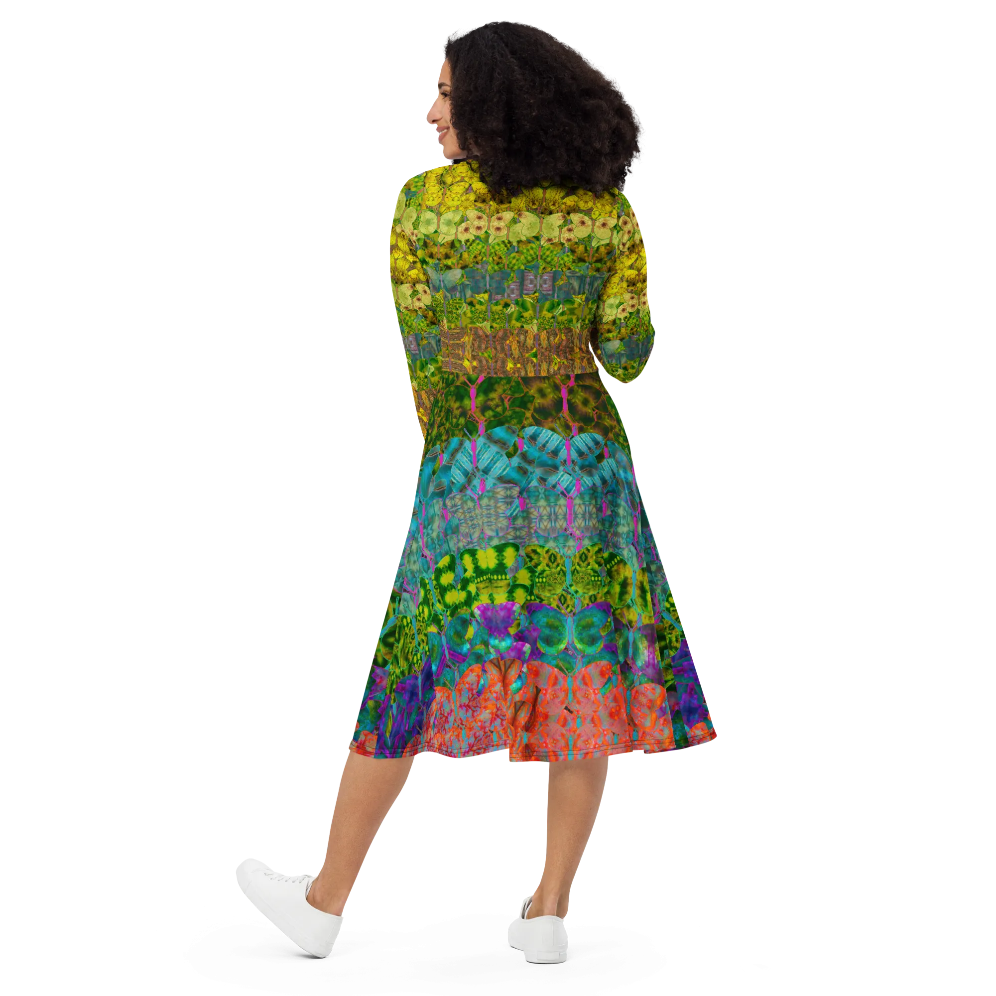 Long Sleeve Midi Dress (Her/Muliebris)(Butterfly Glade Tree Link Pride Stripes) RJSTHS2022 RJS