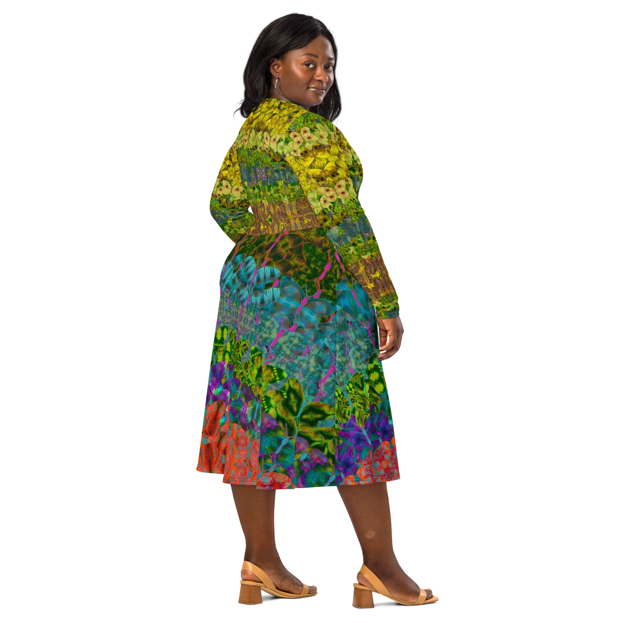 Long Sleeve Midi Dress (Her/Muliebris)(Butterfly Glade Tree Link Pride Stripes) RJSTHS2022 RJS