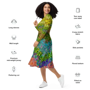 Long Sleeve Midi Dress (Her/Muliebris)(Butterfly Glade Tree Link Pride Stripes) RJSTHS2022 RJS