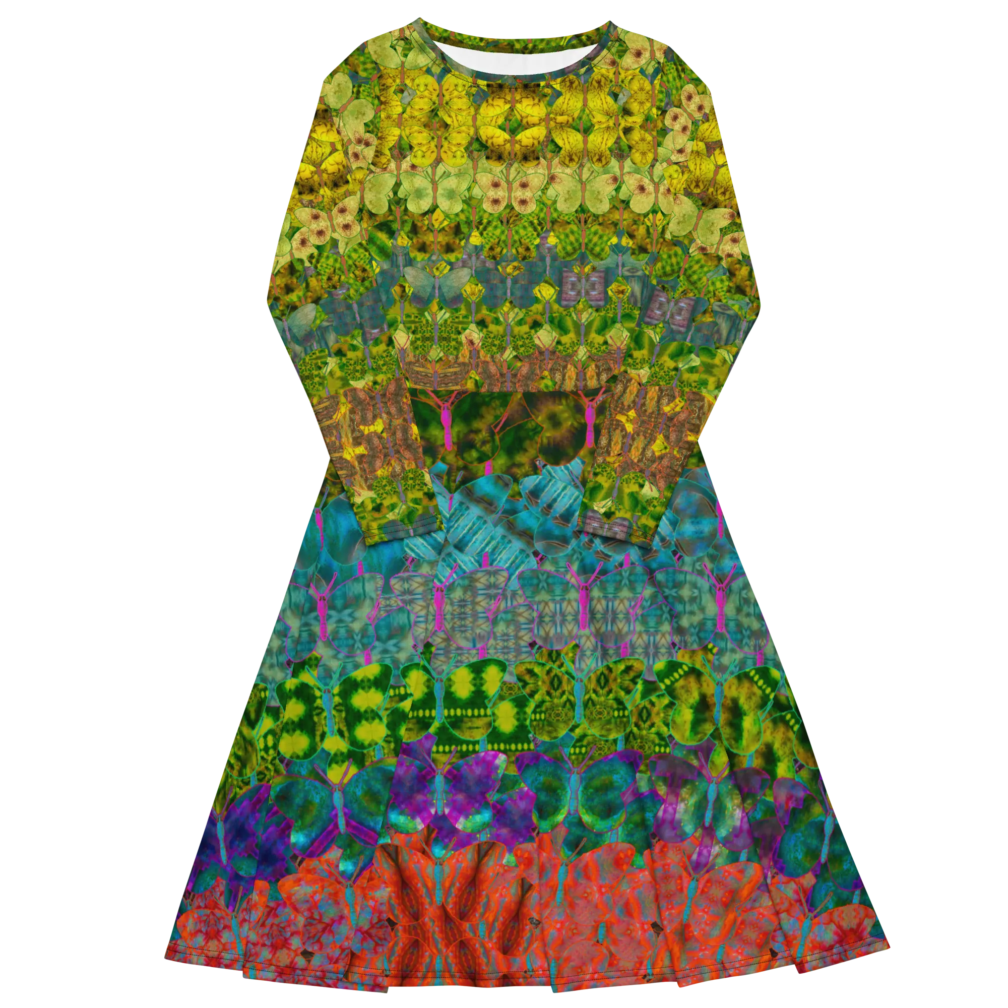 Long Sleeve Midi Dress (Her/Muliebris)(Butterfly Glade Tree Link Pride Stripes) RJSTHS2022 RJS