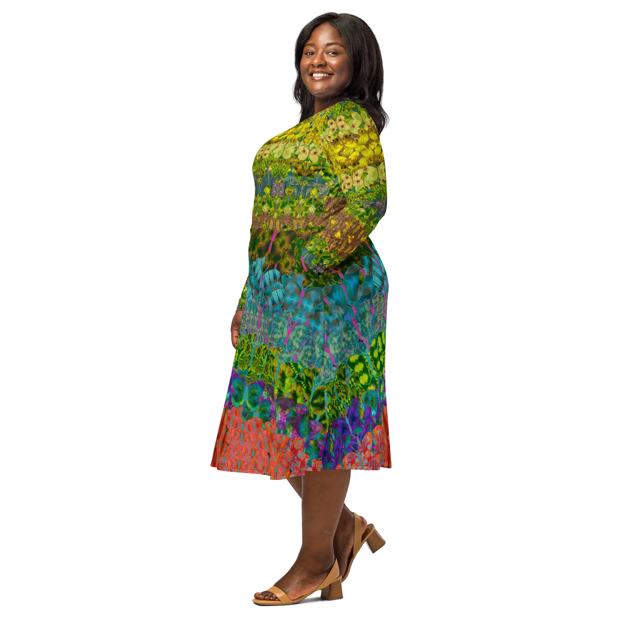 Long Sleeve Midi Dress (Her/Muliebris)(Butterfly Glade Tree Link Pride Stripes) RJSTHS2022 RJS