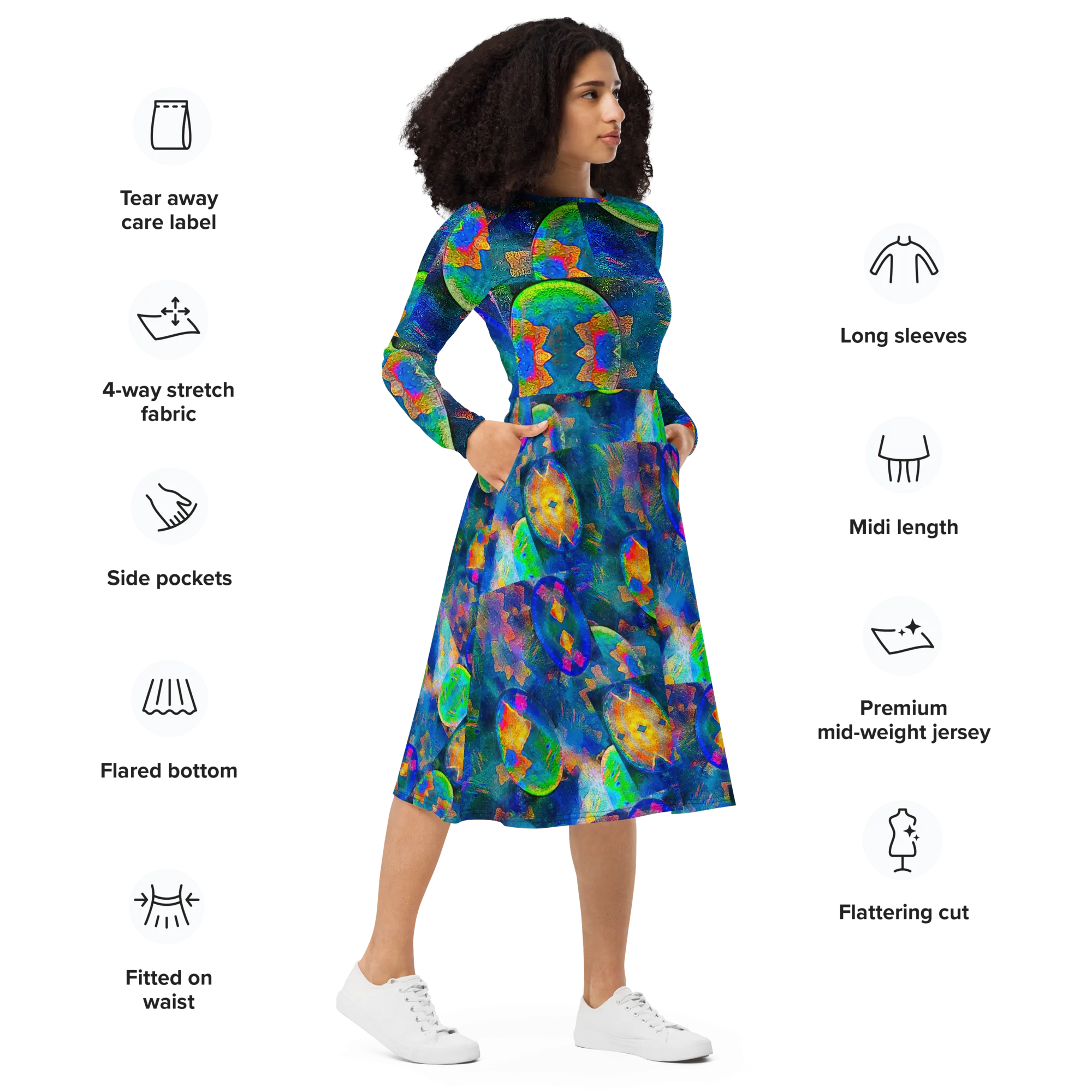 Long Sleeve Midi Dress (Her/Muliebris)(Opal Skies Cantus Primus) RJSTHs2024 RJS