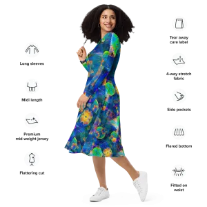 Long Sleeve Midi Dress (Her/Muliebris)(Opal Skies Cantus Primus) RJSTHs2024 RJS