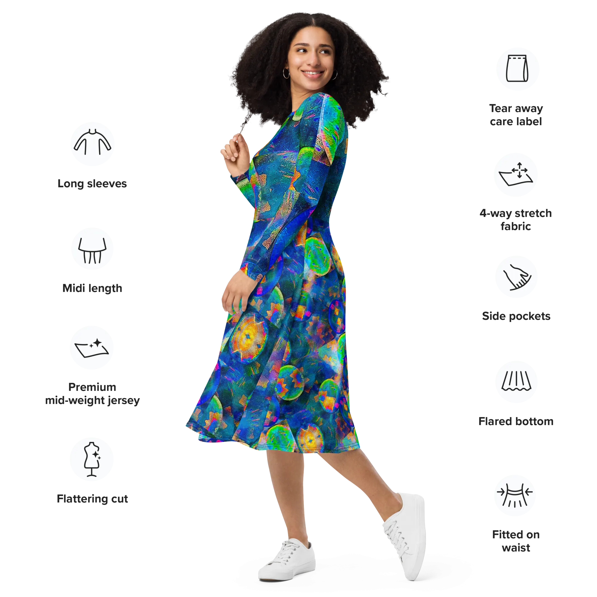 Long Sleeve Midi Dress (Her/Muliebris)(Opal Skies Cantus Primus) RJSTHs2024 RJS