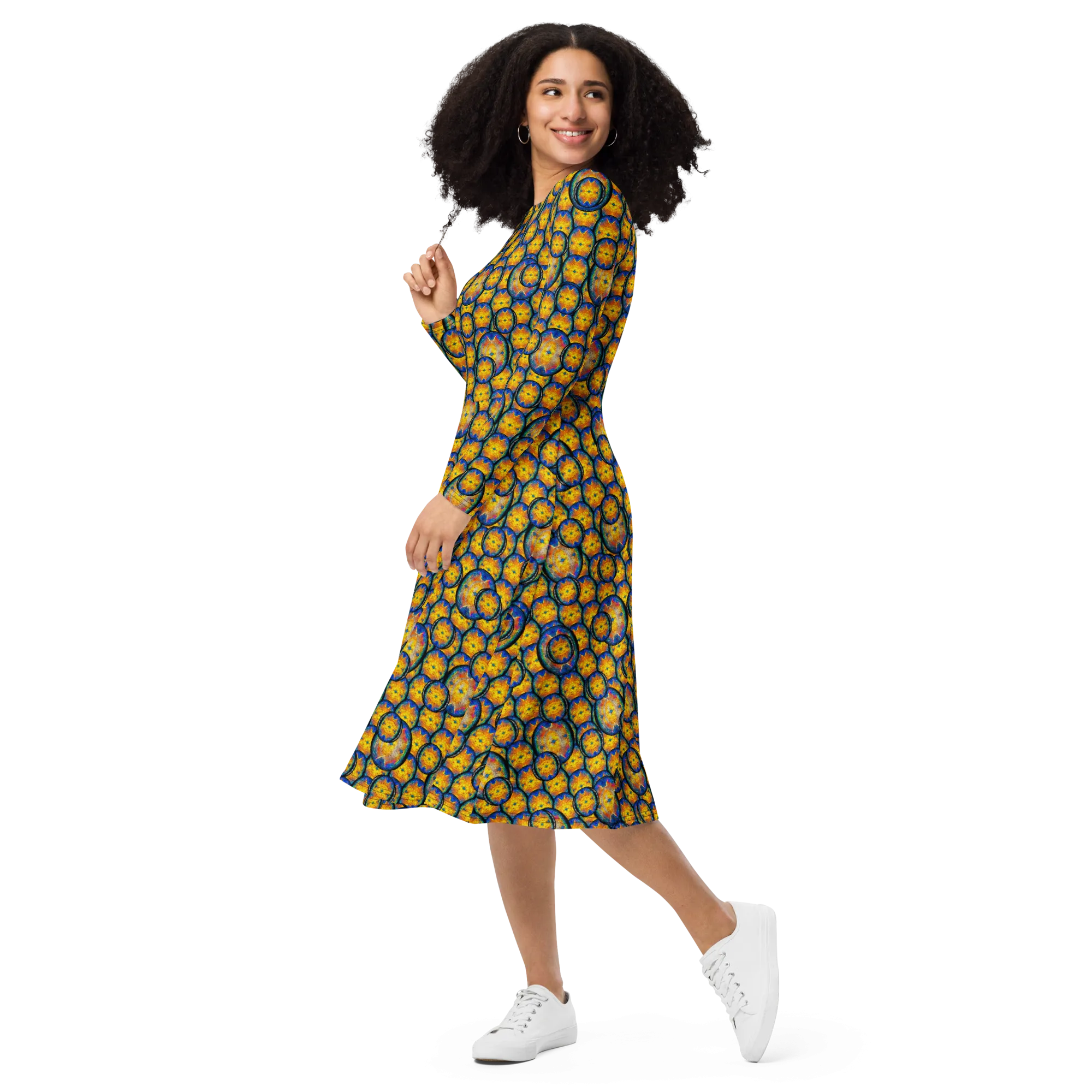 Long Sleeve Midi Dress (Her/Muliebris)(Opal Skies Cantus Primus) RJSTHw2025 RJS