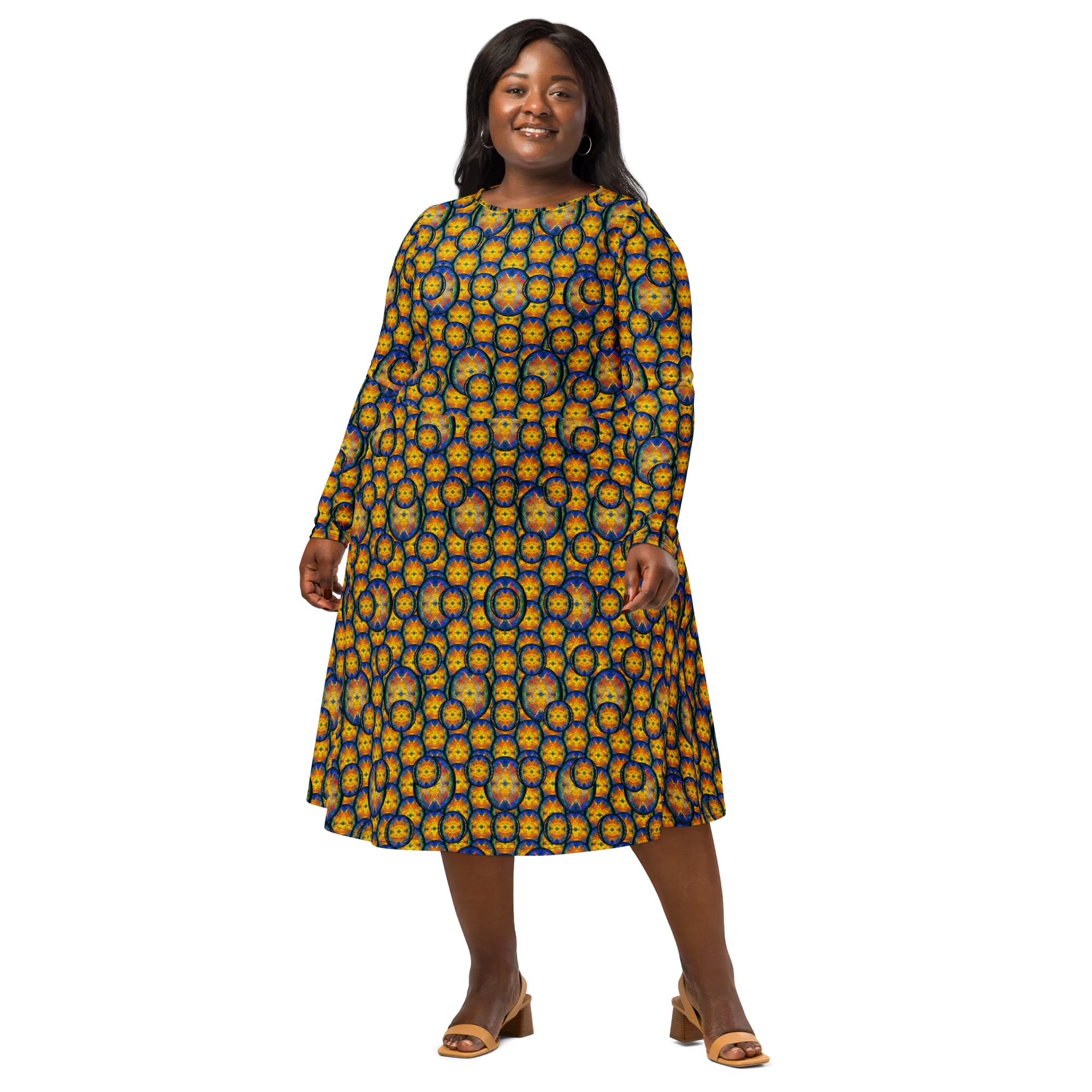 Long Sleeve Midi Dress (Her/Muliebris)(Opal Skies Cantus Primus) RJSTHw2025 RJS