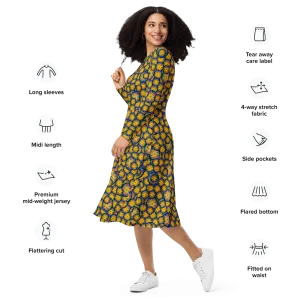 Long Sleeve Midi Dress (Her/Muliebris)(Opal Skies Cantus Primus) RJSTHw2025 RJS