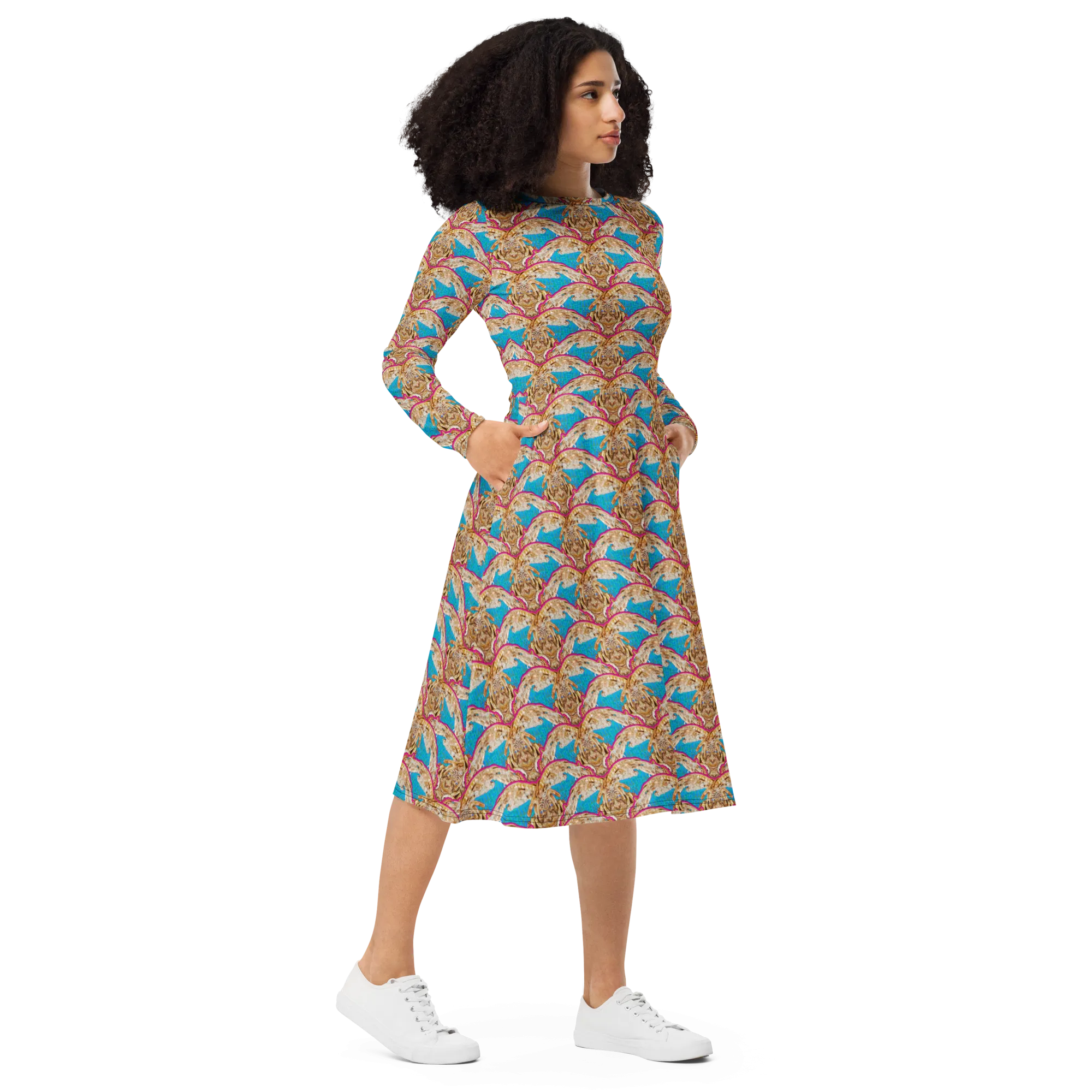 Long Sleeve Midi Dress (Her/Muliebris)(Rind#11 Ouroboros Butterfly Blue Logo) RJSTHS2022 RJS