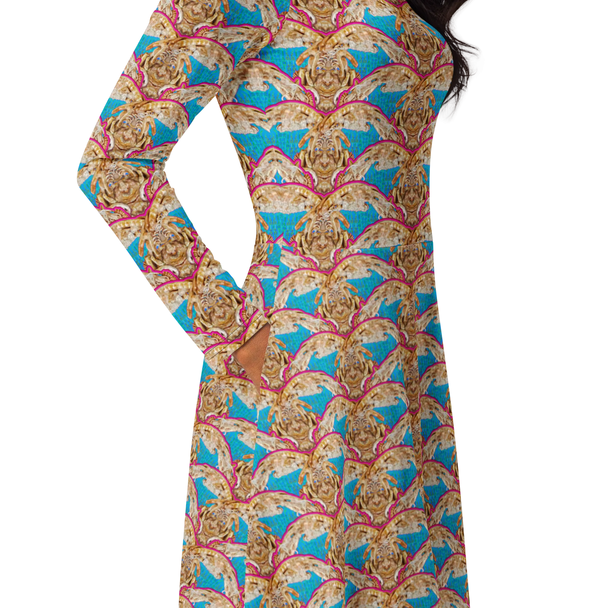 Long Sleeve Midi Dress (Her/Muliebris)(Rind#11 Ouroboros Butterfly Blue Logo) RJSTHS2022 RJS