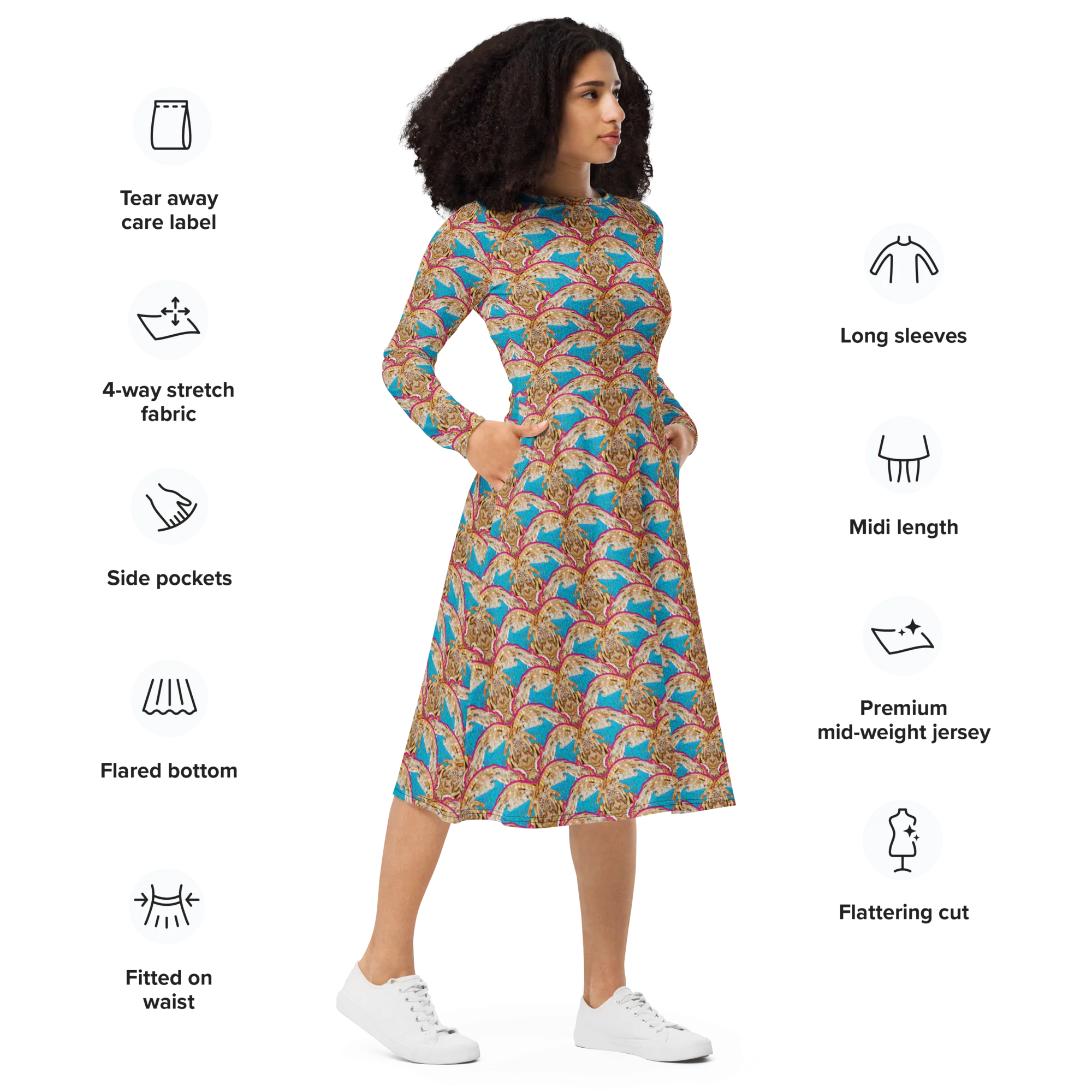 Long Sleeve Midi Dress (Her/Muliebris)(Rind#11 Ouroboros Butterfly Blue Logo) RJSTHS2022 RJS