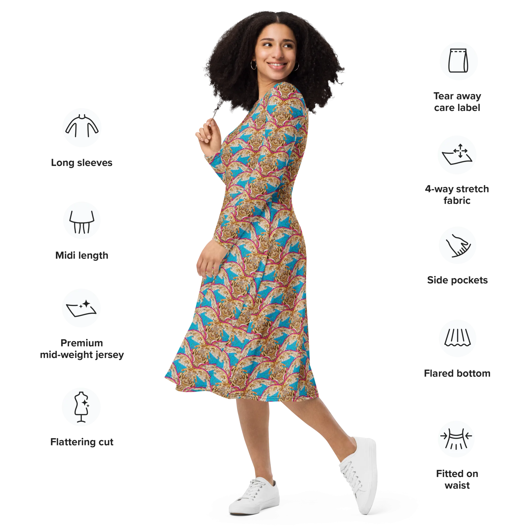 Long Sleeve Midi Dress (Her/Muliebris)(Rind#11 Ouroboros Butterfly Blue Logo) RJSTHS2022 RJS