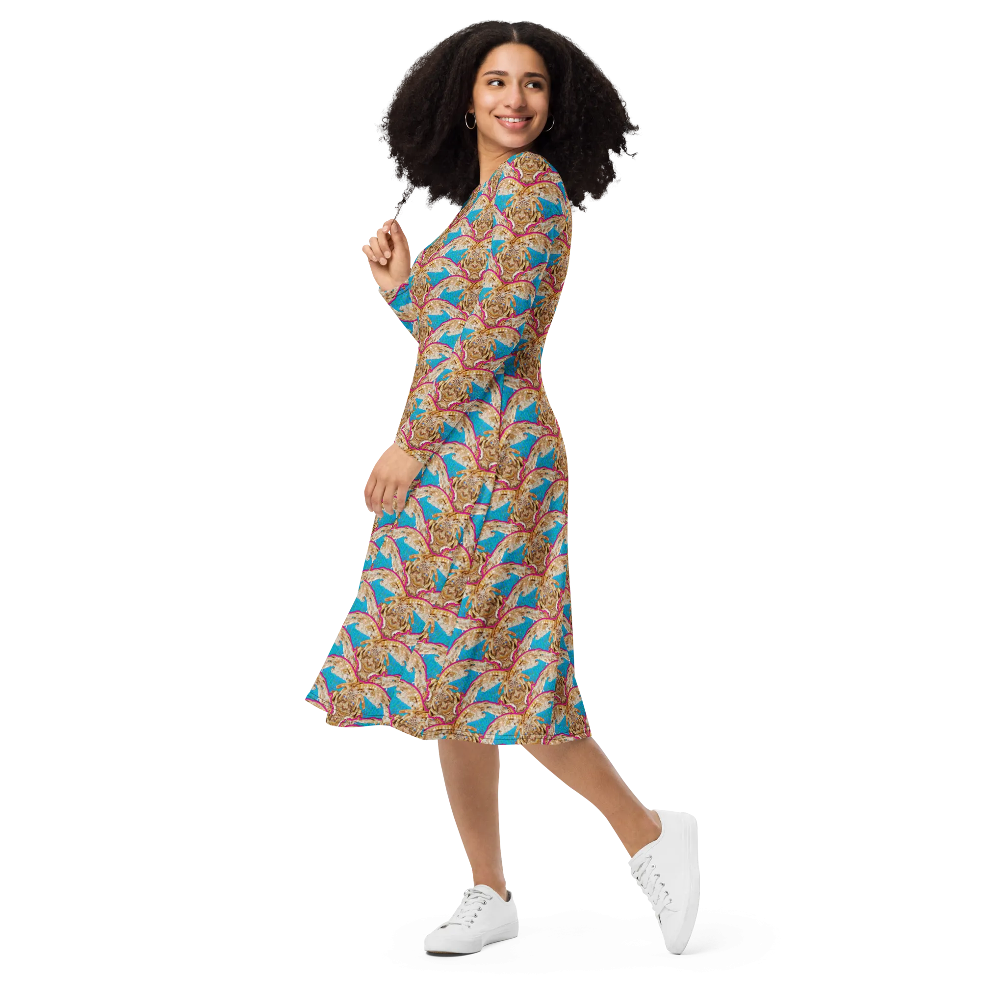 Long Sleeve Midi Dress (Her/Muliebris)(Rind#11 Ouroboros Butterfly Blue Logo) RJSTHS2022 RJS