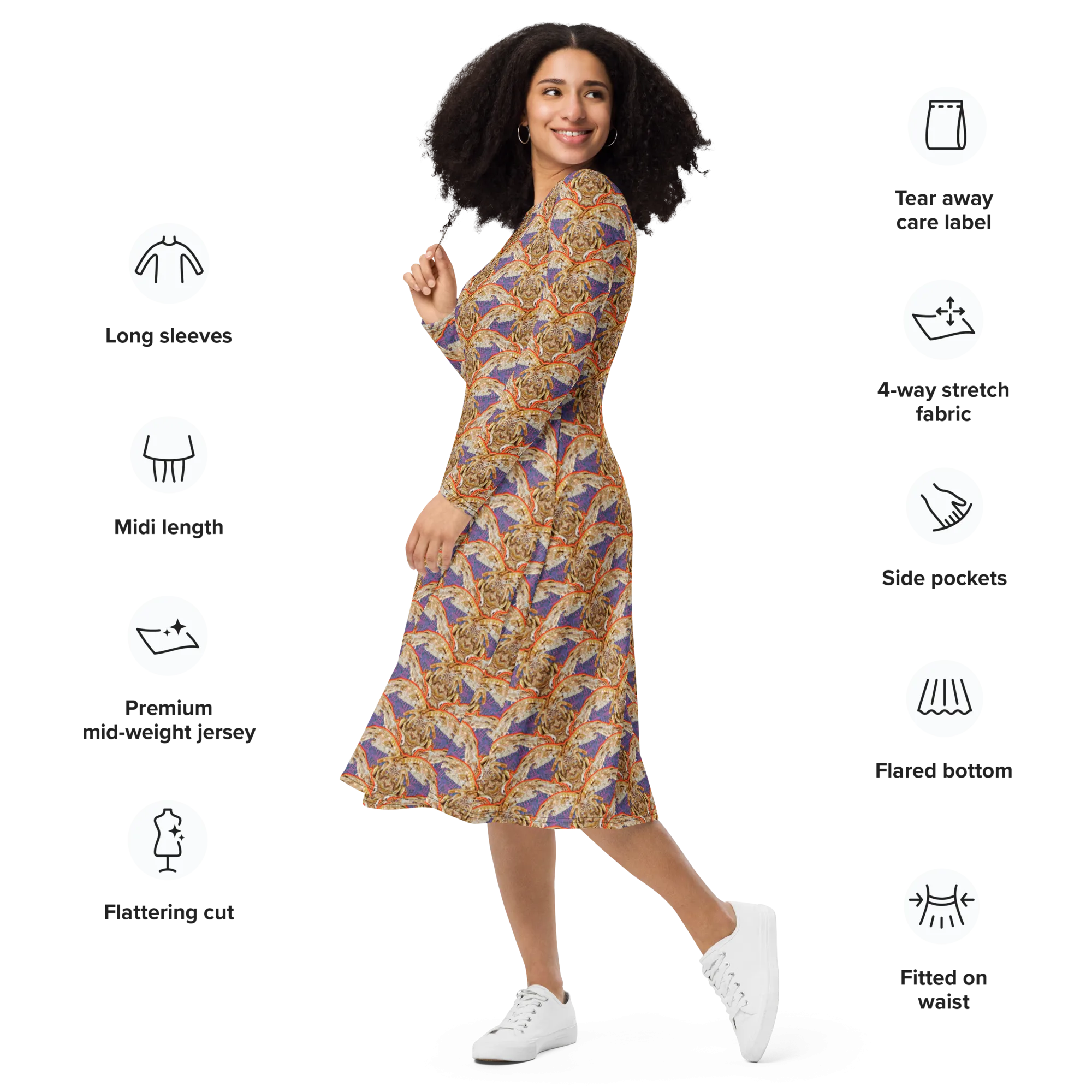 Long Sleeve Midi Dress (Her/Muliebris)(Rind#6 Ouroboros Butterfly Purple Logo) RJSTHS2022 RJS