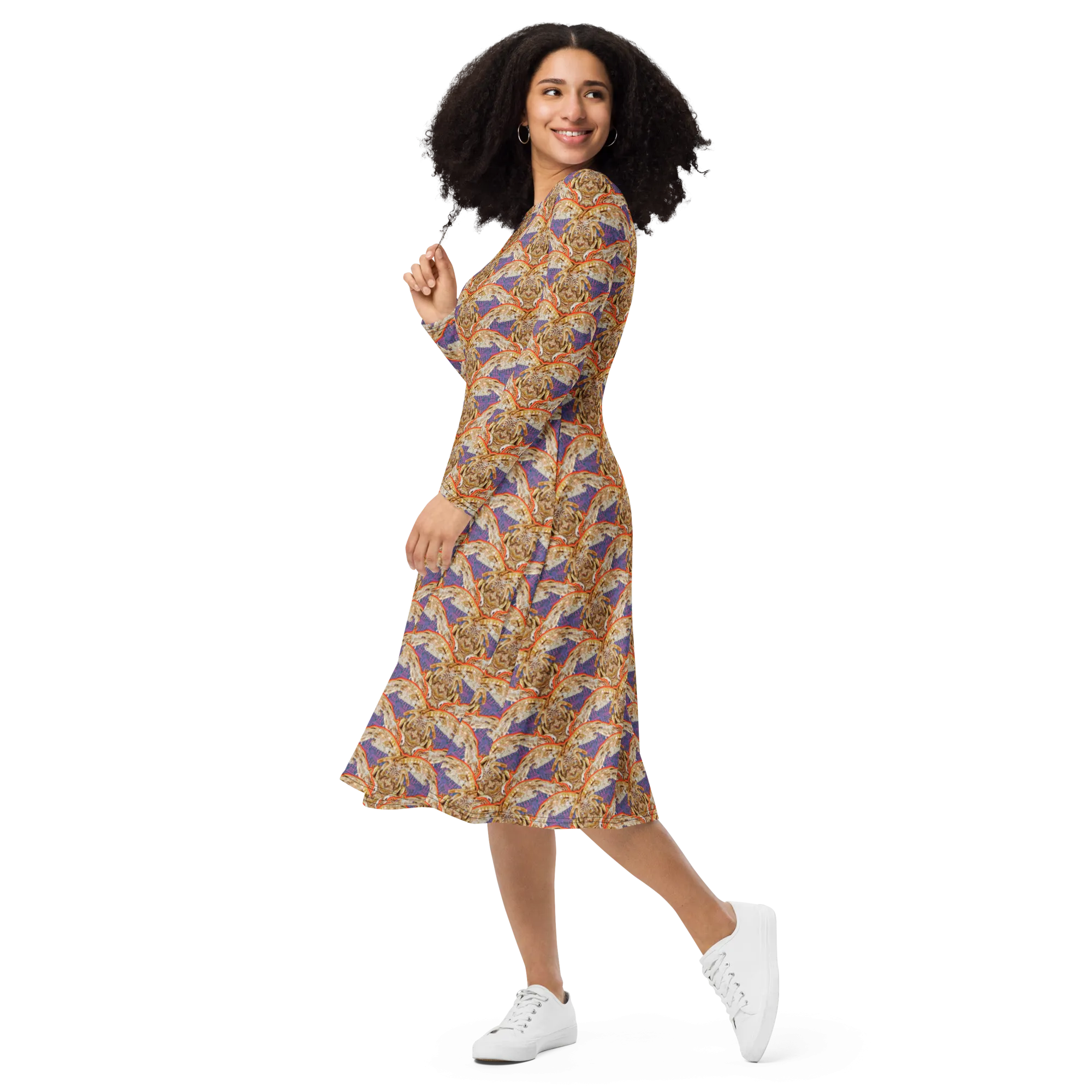 Long Sleeve Midi Dress (Her/Muliebris)(Rind#6 Ouroboros Butterfly Purple Logo) RJSTHS2022 RJS